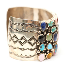 Load image into Gallery viewer, Navajo Sterling MultiStone Cluster Cuff Bracelet
