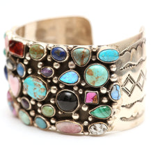 Load image into Gallery viewer, Navajo Sterling MultiStone Cluster Cuff Bracelet
