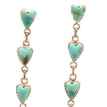 Charger l&#39;image dans la galerie, Sterling Turquoise Heart Shoulder Duster Earrings
