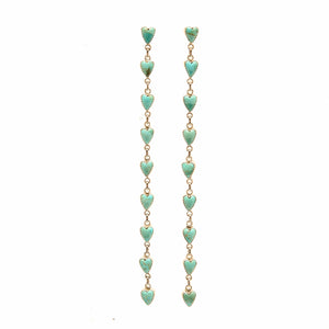 Sterling Turquoise Heart Shoulder Duster Earrings