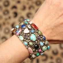 Load image into Gallery viewer, Navajo Sterling MultiStone Cluster Cuff Bracelet
