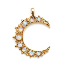 Laden Sie das Bild in den Galerie-Viewer, 14k Large Dreamy Opal Moon Pendant

