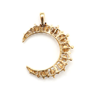 14k Large Dreamy Opal Moon Pendant