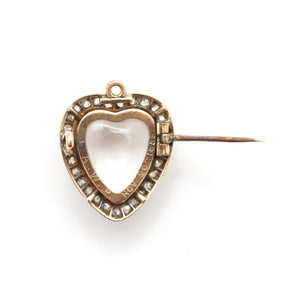 14k Victorian Diamond Rock Crystal Heart Locket