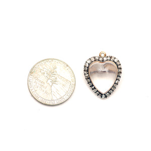 14k Victorian Diamond Rock Crystal Heart Locket