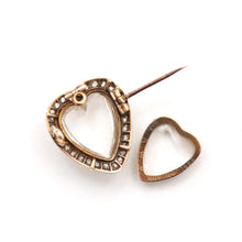 將圖片載入圖庫檢視器 14k Victorian Diamond Rock Crystal Heart Locket
