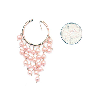 14k Pink Pearl Chandelier Hoop Earrings