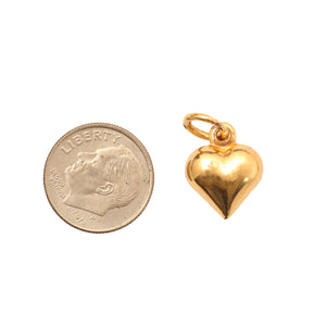 14k Vintage Puffy Heart Charm