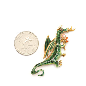 18k Enamel Dragon Brooch