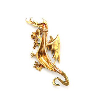 18k Enamel Dragon Brooch