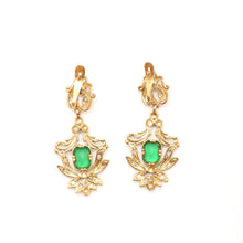 Charger l&#39;image dans la galerie, Emerald Rose Cut Diamond Earrings
