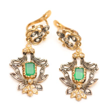 Charger l&#39;image dans la galerie, Emerald Rose Cut Diamond Earrings
