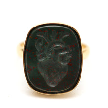 Load image into Gallery viewer, 14k Bloodstone Heart Intaglio Ring

