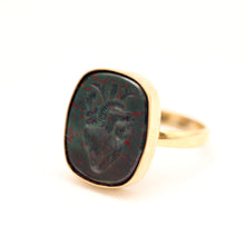 Load image into Gallery viewer, 14k Bloodstone Heart Intaglio Ring
