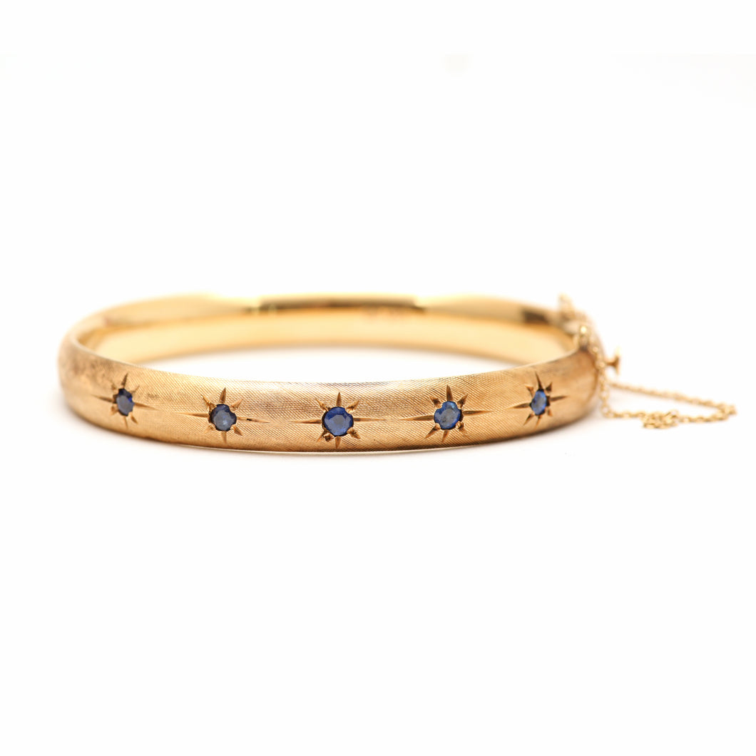 SOLD TO C***14k Vintage Sapphire Starburst Bangle