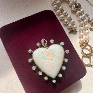 18k Diamond Opal Heart Pendant