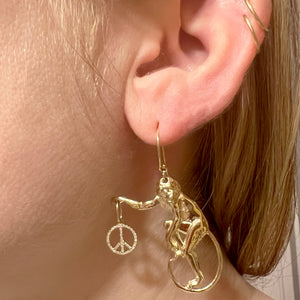 Gold Peace Monkey Earrings