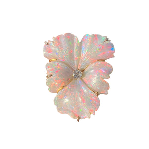 15k Diamond Opal Flower Pendant