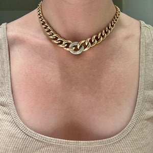 14k Diamond Curb Link Necklace