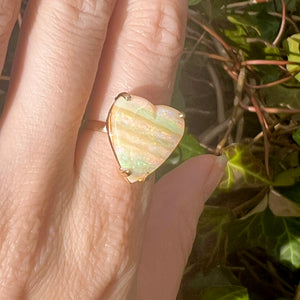 14k Striped Opal Heart Ring