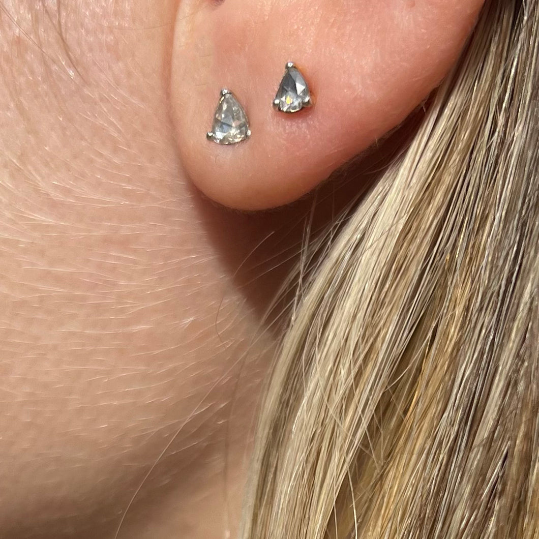 14k Rose Cut Diamond Stud Earrings