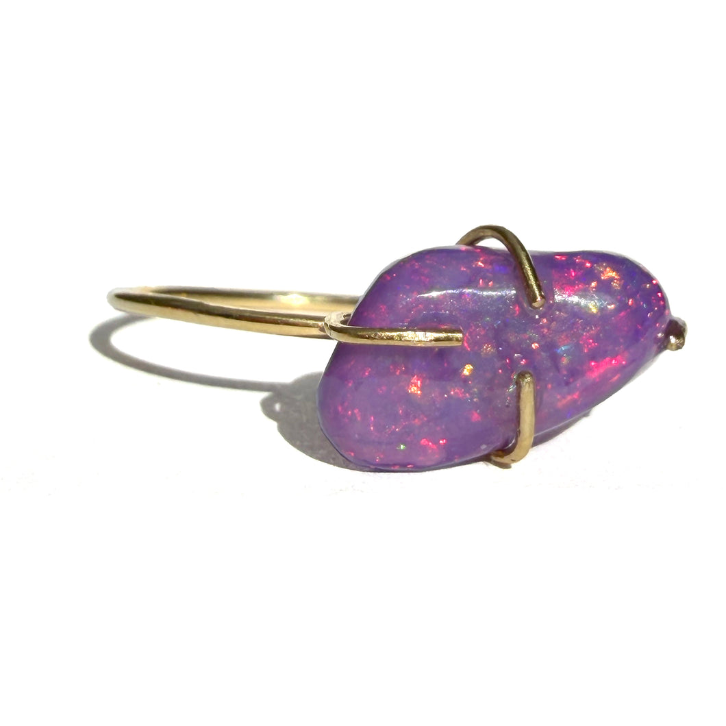 14k Freeform Purple Mexican Opal Ring