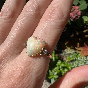 15k Opal Heart Ring