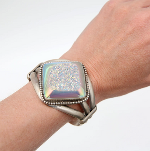 Navajo Sterling Druzy Cuff Bracelet