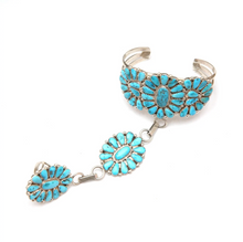 Load image into Gallery viewer, Navajo Turquoise Cluster Ring Cuff
