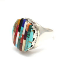 Load image into Gallery viewer, Navajo Sterling Multigem Inlay Ring
