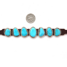 Load image into Gallery viewer, Navajo Kingman Turquoise Leather Bracelet
