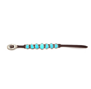 Navajo Kingman Turquoise Leather Bracelet