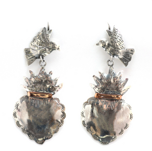 Federico Jimenez Flaming Heart Bird Earrings
