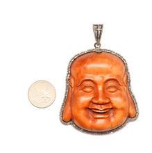 Laden Sie das Bild in den Galerie-Viewer, Giant Sterling Diamond Wooden Buddha Pendant
