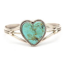 Load image into Gallery viewer, Navajo Sterling Turquoise Heart Cuff Bracelet
