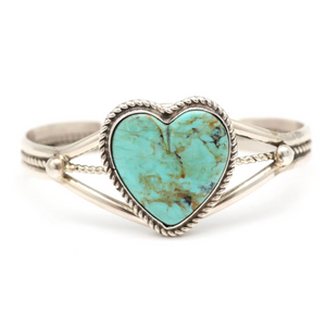 Navajo Sterling Turquoise Heart Cuff Bracelet