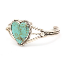 Load image into Gallery viewer, Navajo Sterling Turquoise Heart Cuff Bracelet
