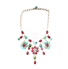 Laden Sie das Bild in den Galerie-Viewer, Sterling Turquoise and Ruby Bib Necklace
