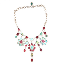 Laden Sie das Bild in den Galerie-Viewer, Sterling Turquoise and Ruby Bib Necklace
