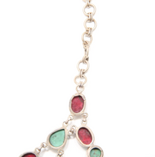 Laden Sie das Bild in den Galerie-Viewer, Sterling Turquoise and Ruby Bib Necklace
