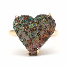 將圖片載入圖庫檢視器 14k Boulder Opal Heart Ring
