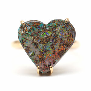 14k Boulder Opal Heart Ring