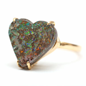 14k Boulder Opal Heart Ring
