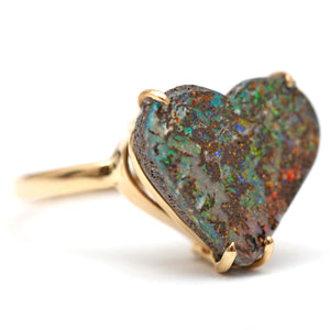 14k Boulder Opal Heart Ring