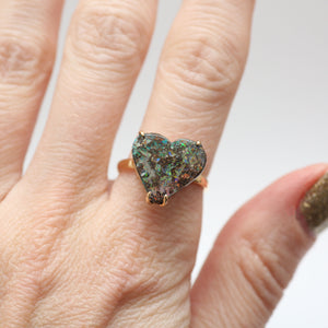 14k Boulder Opal Heart Ring