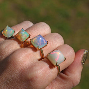 14k Opal Pyramid Rings