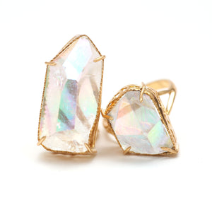 14k Angel Aura Quartz Crystal Rings