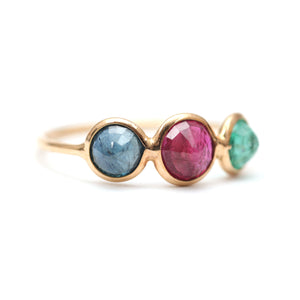 14k Emerald Ruby Sapphire Ring