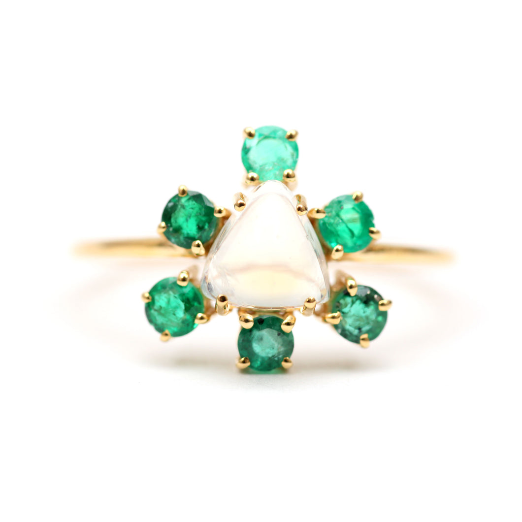 14k Moonstone Emerald Ring