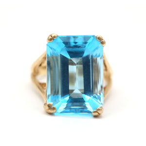 Large 10k Blue Topaz Ring